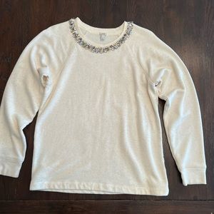 JCrew Sweatshirt with Beautiful Stones around the collar. Excellent condition!